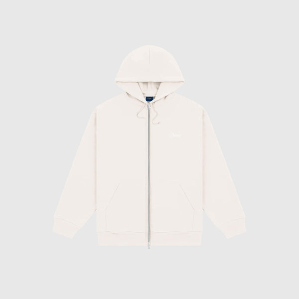 Dime Cursive Small Logo Zip Hoodie - Natural - Front