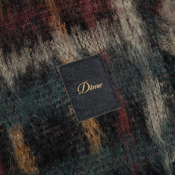 Dime Plaid Mohair Knit - Black - Front Close Up