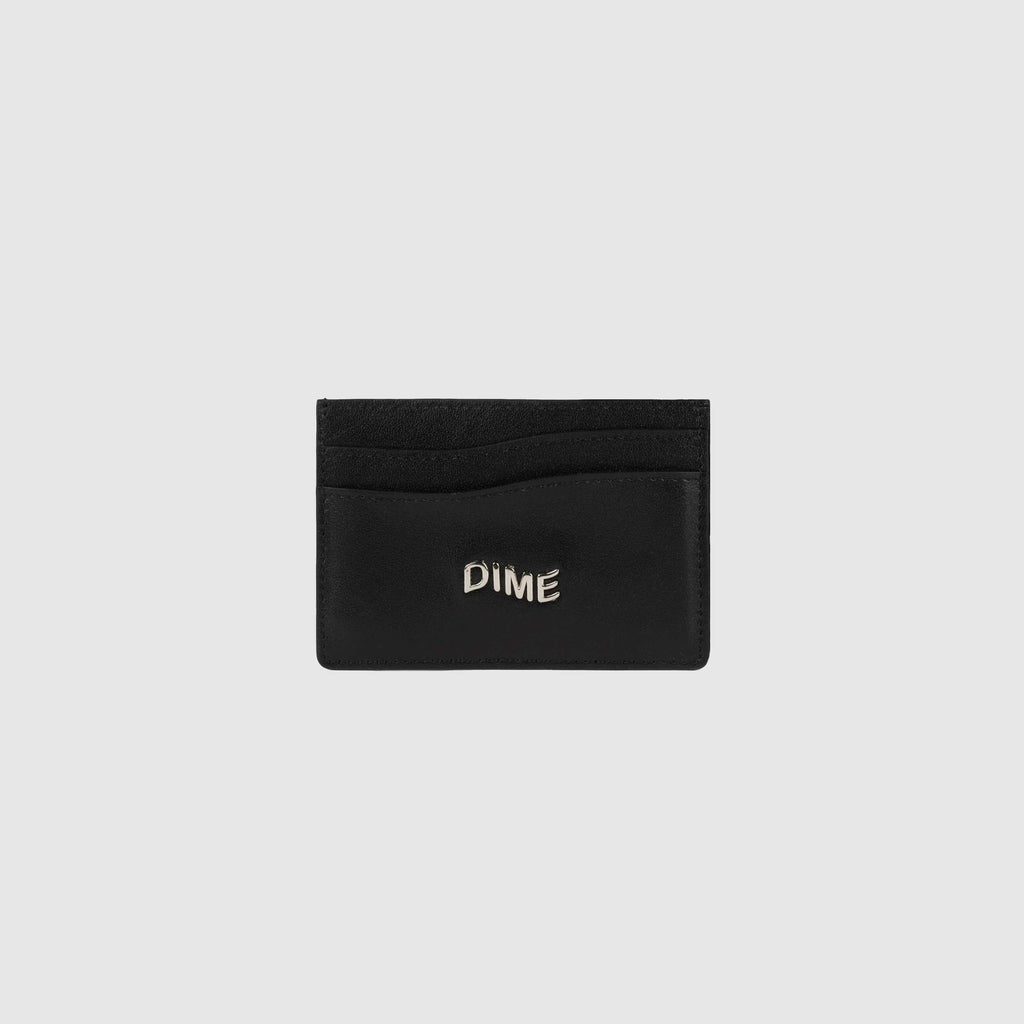 Dime Leather Card Holder - Black - Front