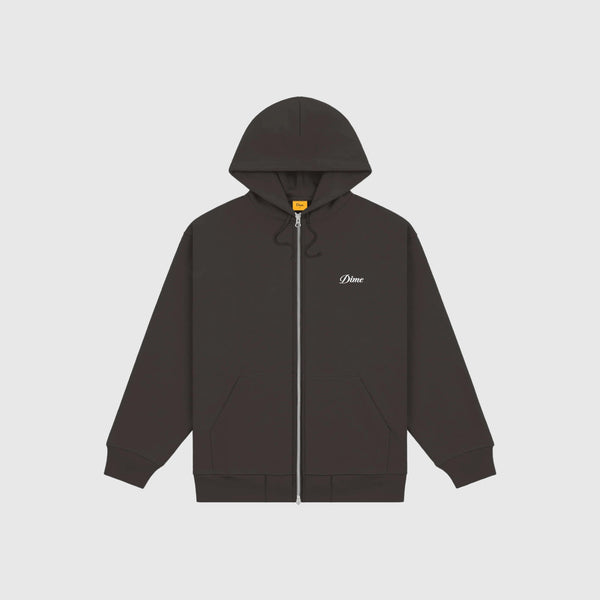 Dime Cursive Zip Hoodie - Vintage Black - Front