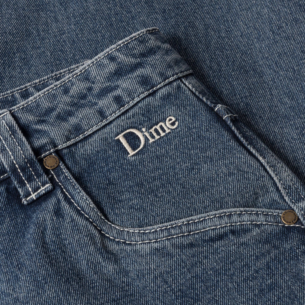 Dime Classic Relaxed Denim Pants - Stone Washed - Front Close Up