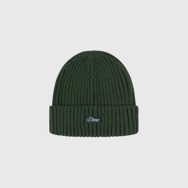 Dime Cursive Fold Beanie - Forest - Front