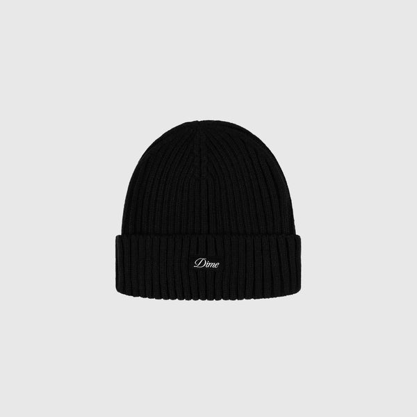 Dime Cursive Fold Beanie - Black - Front