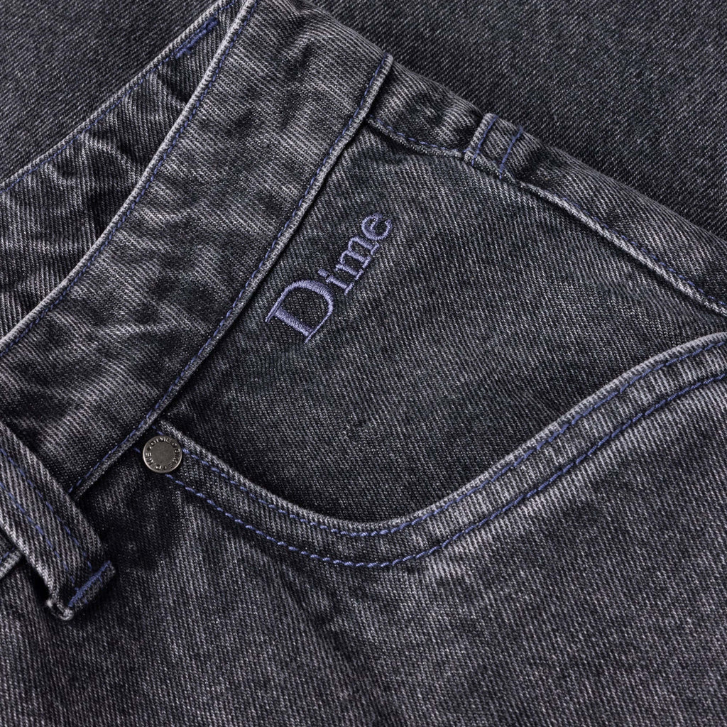 Dime Classic Baggy Denim Pants - Faded Black - Front Close Up