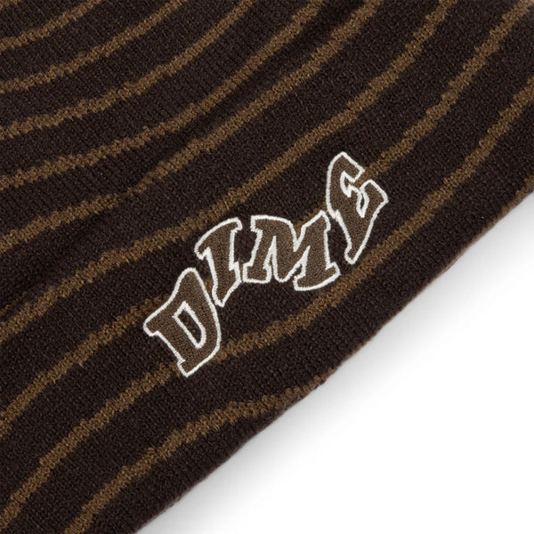 Dime College Wave Cuff Beanie - Brown - Front Close Up