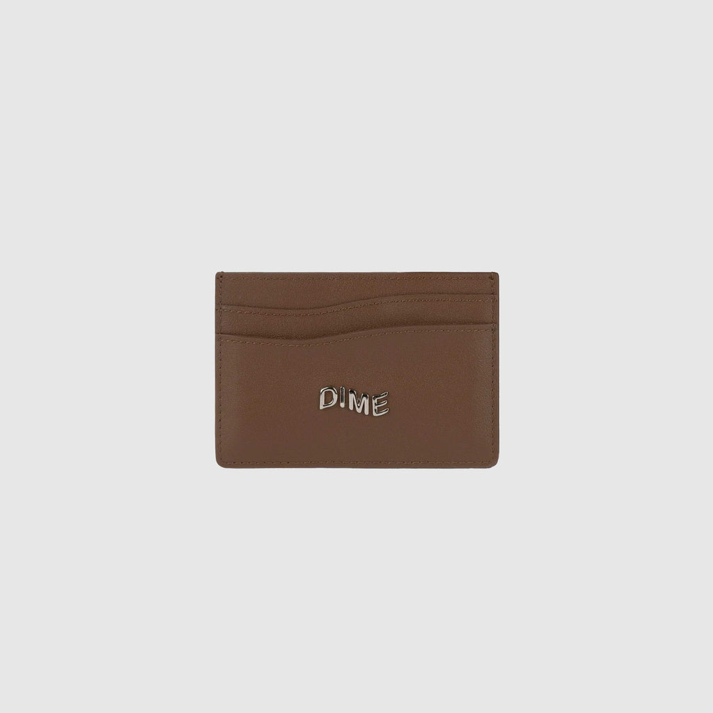 Dime Leather Card Holder - Brown - Front