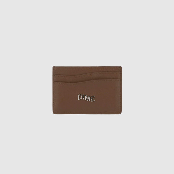 Dime Leather Card Holder - Brown - Front