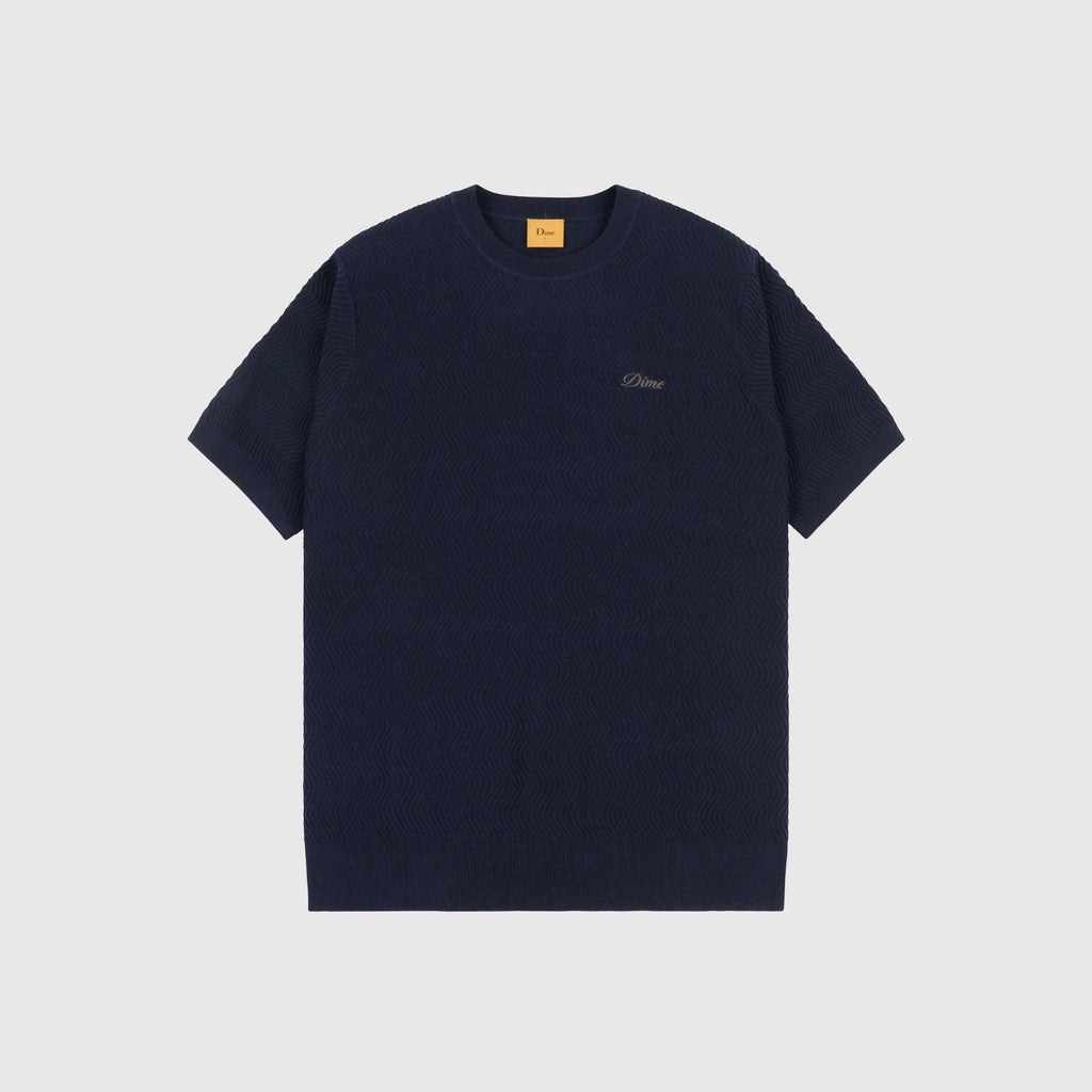 Dime Wave Knit SS Shirt - Dark Indigo - Front