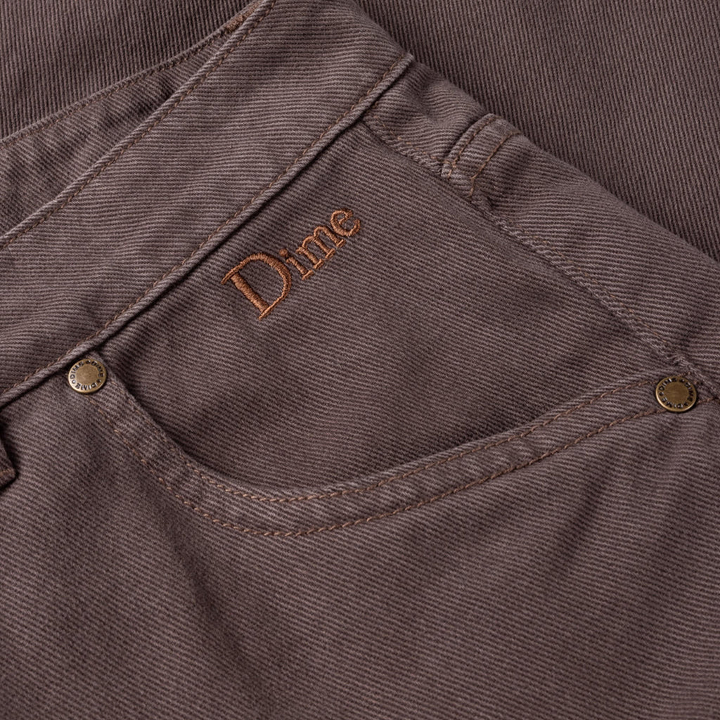 Dime Classic Baggy Denim Pants - Brown Washed - Front Close Up