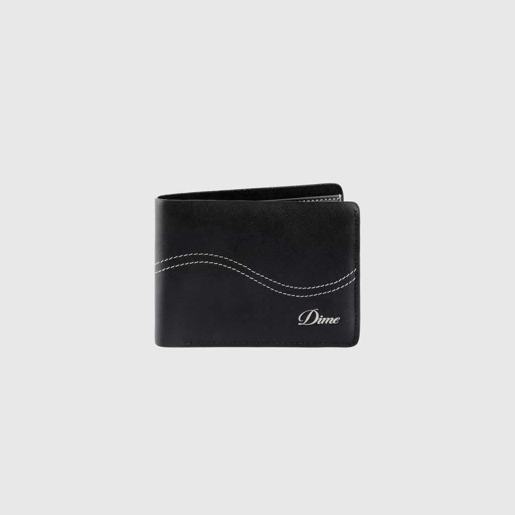 Dime Cursive Bifold Wallet - Black Leather