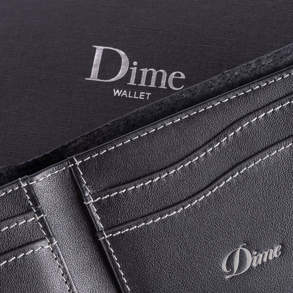 Dime Cursive Bifold Wallet - Black Leather