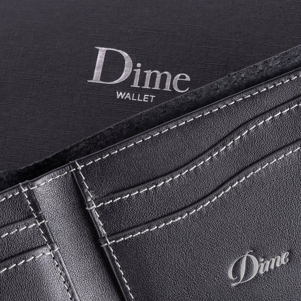 Dime Cursive Bifold Wallet - Black Leather