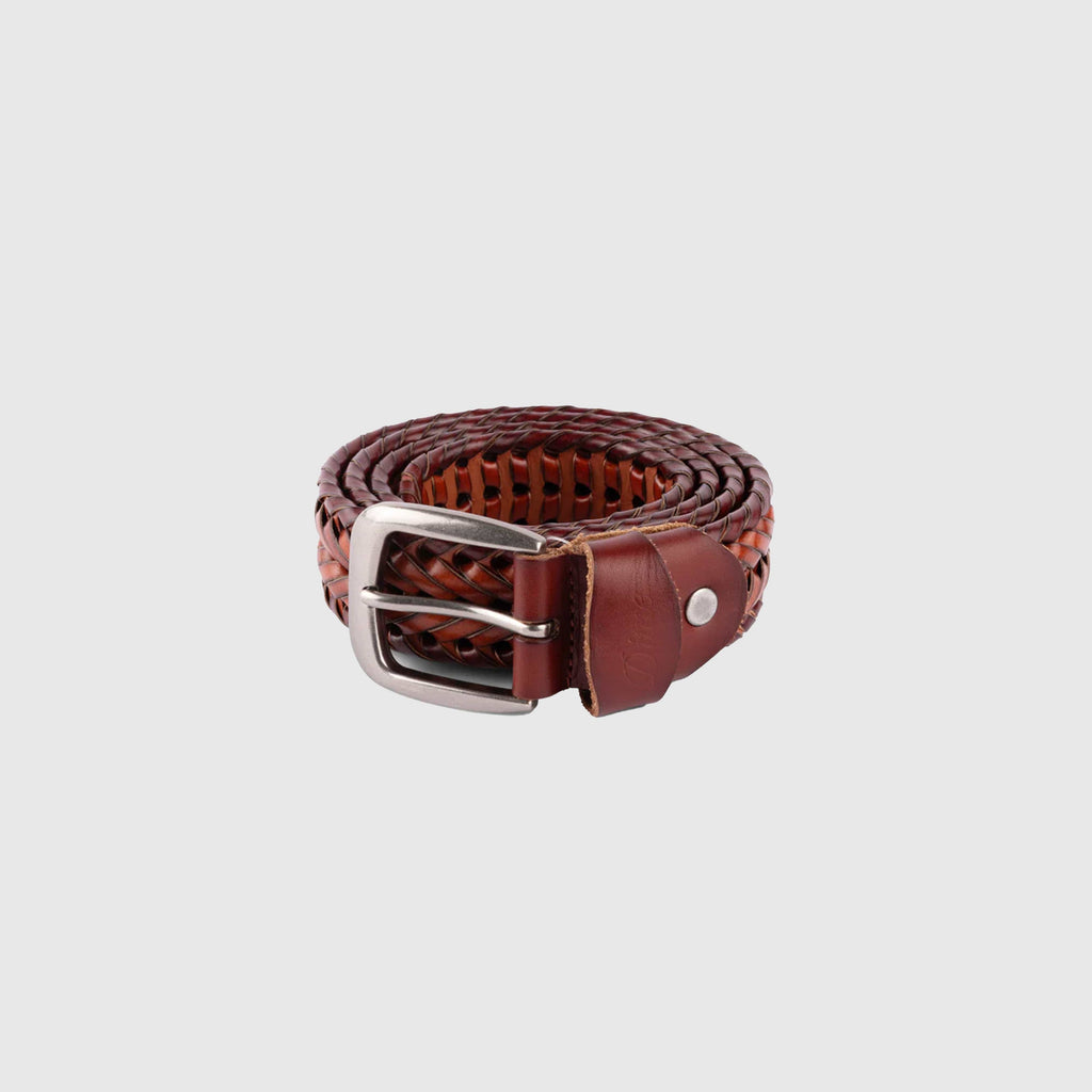 Dime Braided Leather Belt - Caramel / Brown