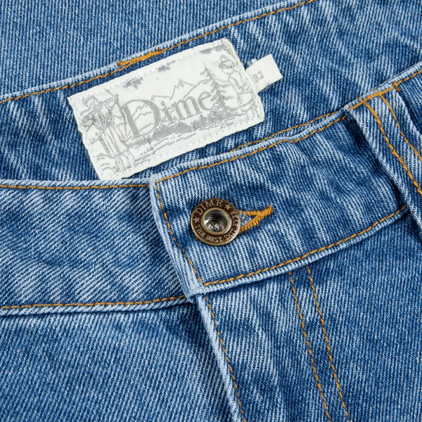 Dime Classic Baggy Denim Pants - Indigo Washed - Front Close Up