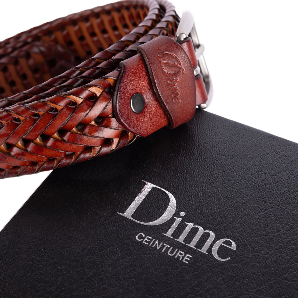 Dime Braided Leather Belt - Caramel / Brown