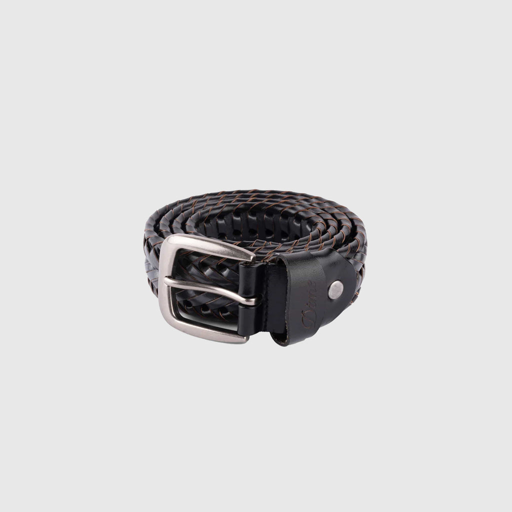 Dime Braided Leather Belt - Black / Charcoal