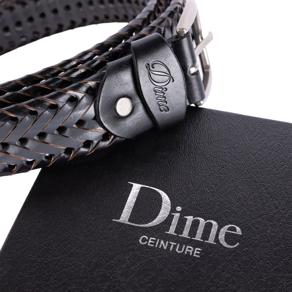 Dime Braided Leather Belt - Black / Charcoal