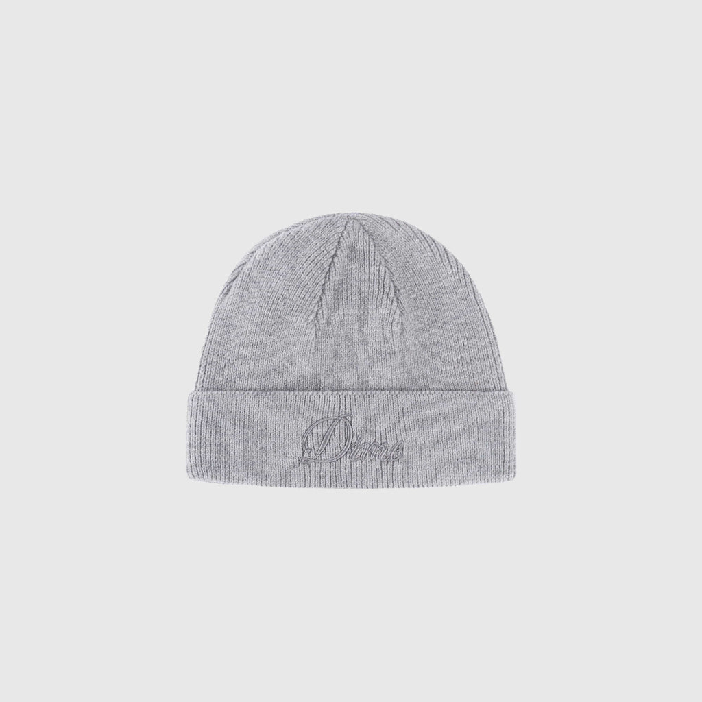 Dime Cursive Wool Fold Beanie - Heather Grey - Front