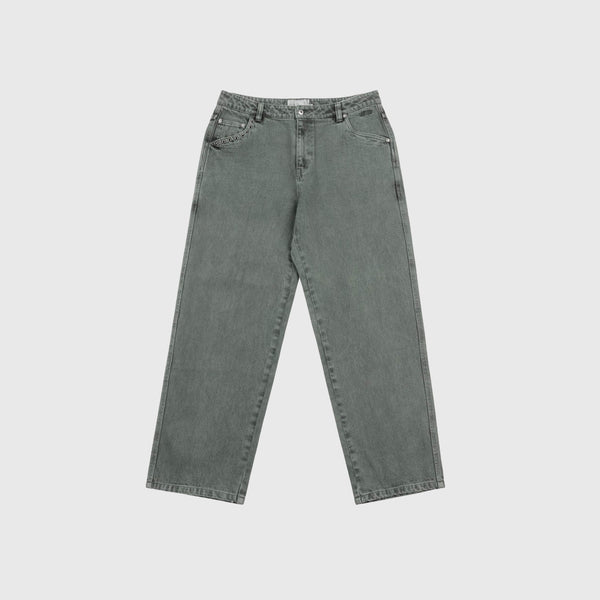 Dime Classic Relaxed Denim Pants - Faded Green - Front