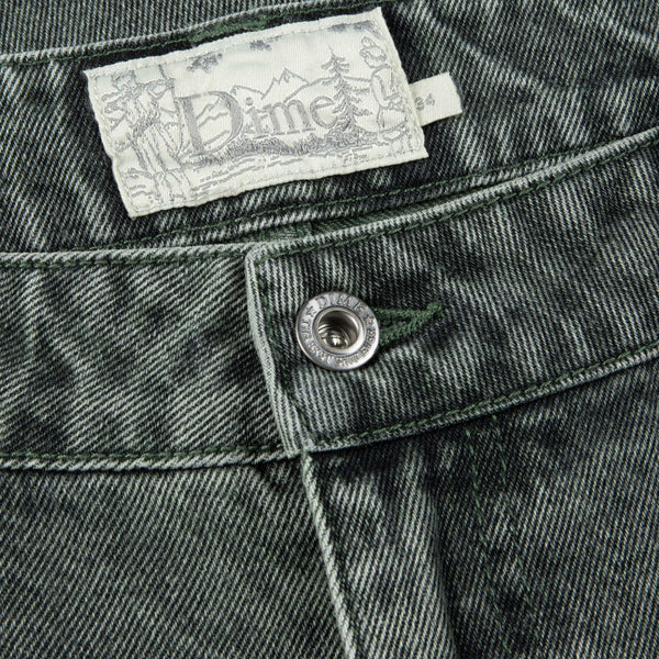 Dime Classic Relaxed Denim Pants - Faded Green - Front Close Up