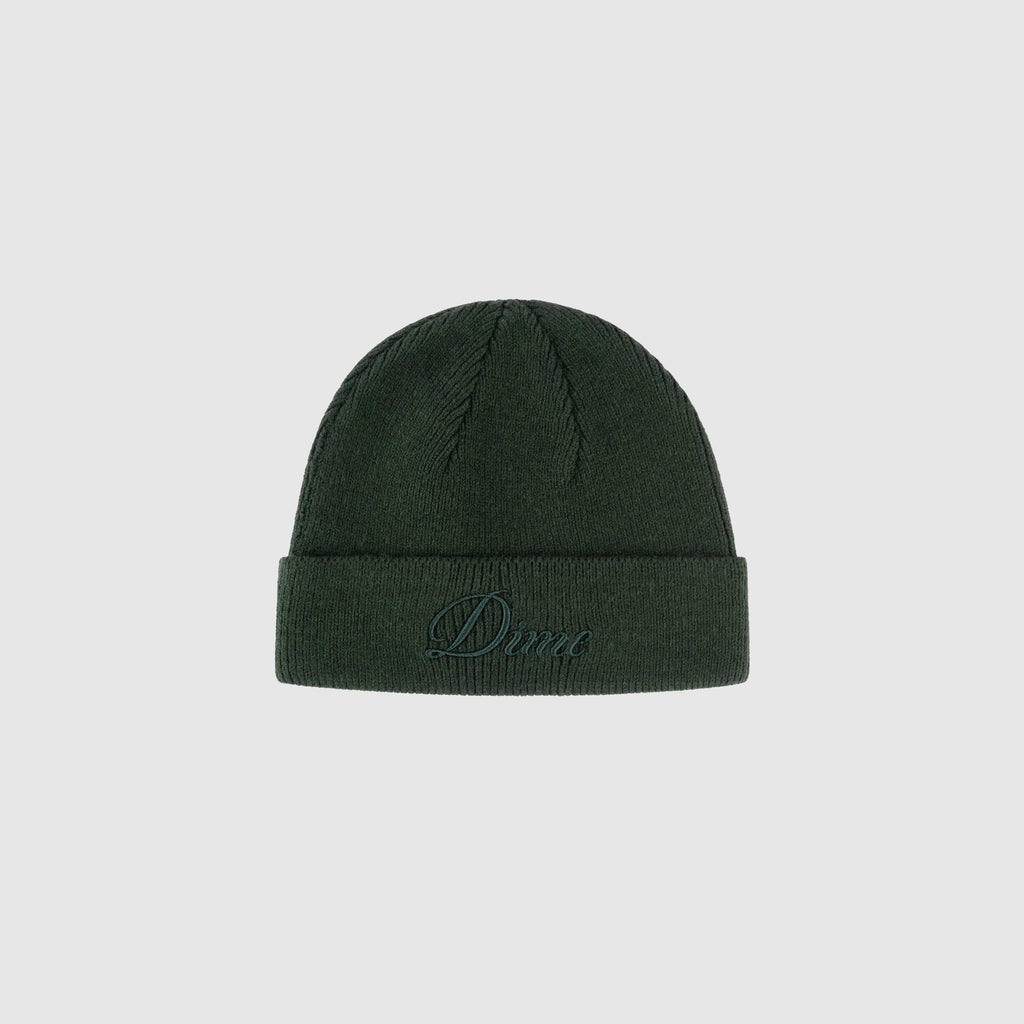 Dime Cursive Wool Fold Beanie - Forest - Front