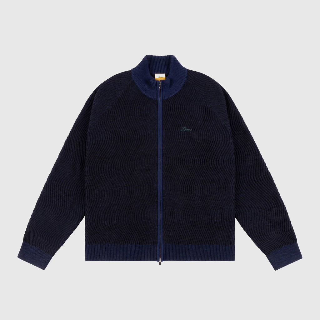 Dime Double Zipper Knit - Navy - Front