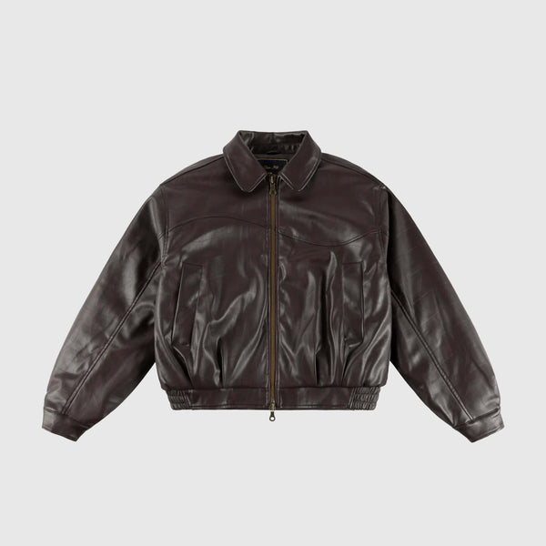 Dime Debossed Wavy Jacket - Brown Front