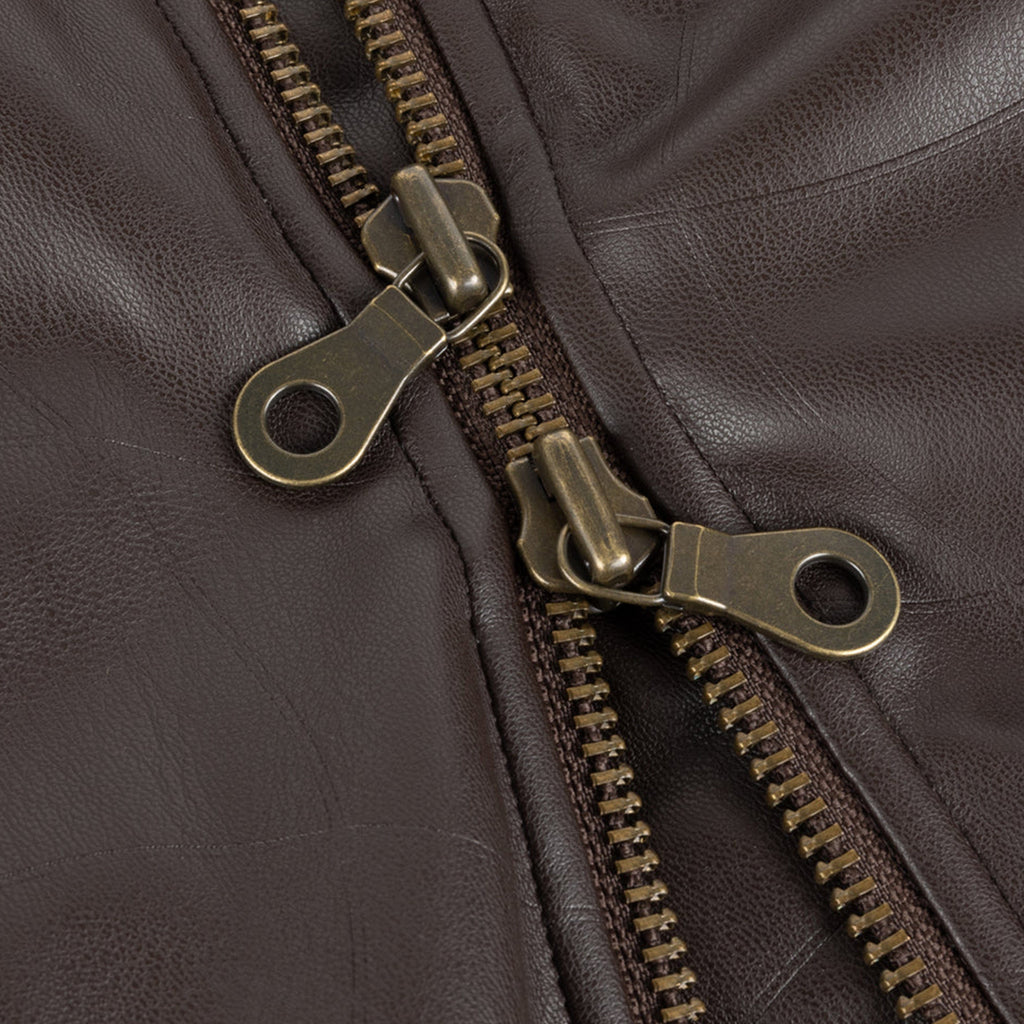 Dime Debossed Wavy Jacket - Brown Zippers