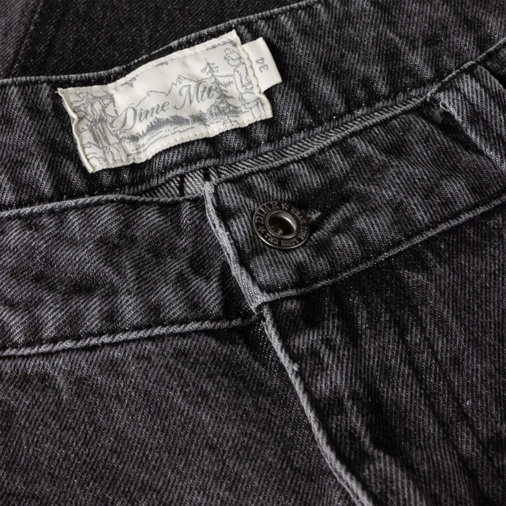 Dime Baggy Denim Pants - Knowtomatic Black - Front Close Up