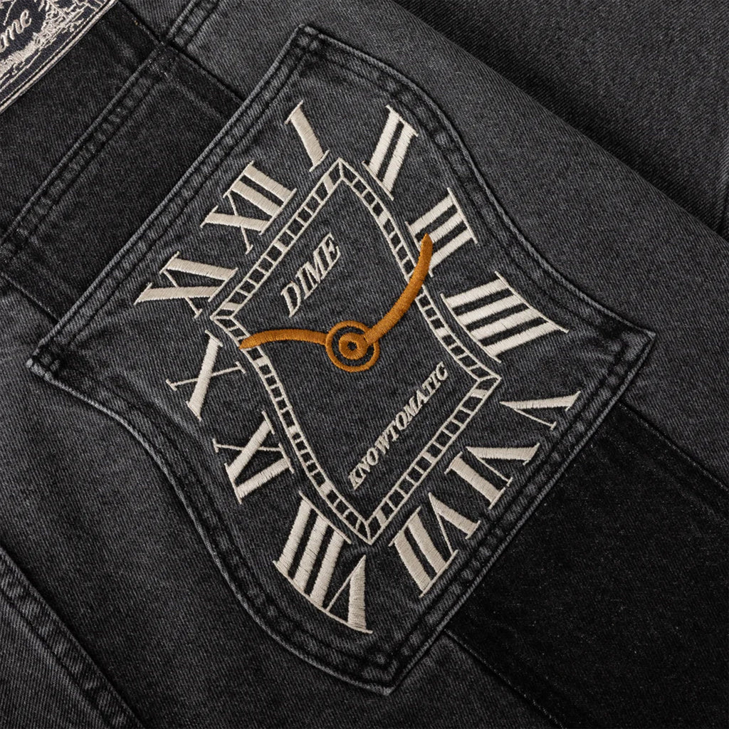 Dime Baggy Denim Pants - Knowtomatic Black - Back Close Up