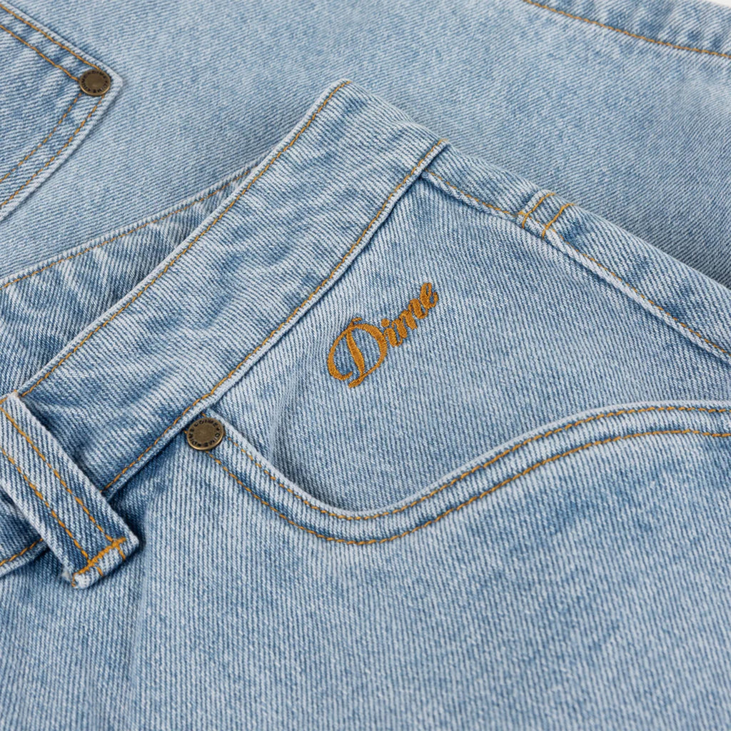 Dime Carpenter Denim Shorts - Blue Washed - Front Close Up