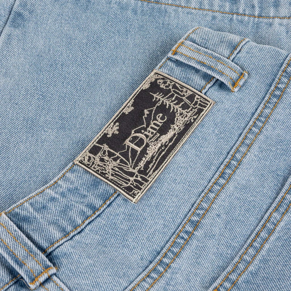 Dime Carpenter Denim Shorts - Blue Washed - Back Close Up