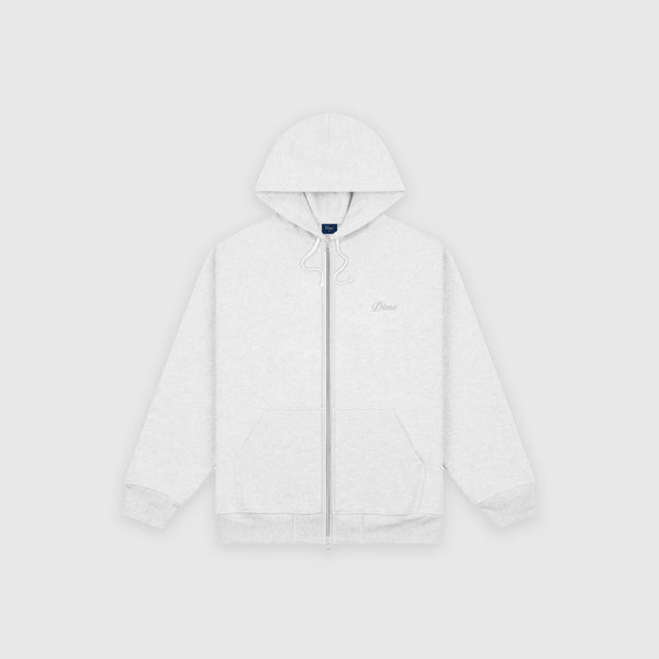 Dime Cursive Zip Hoodie - Ash - Front