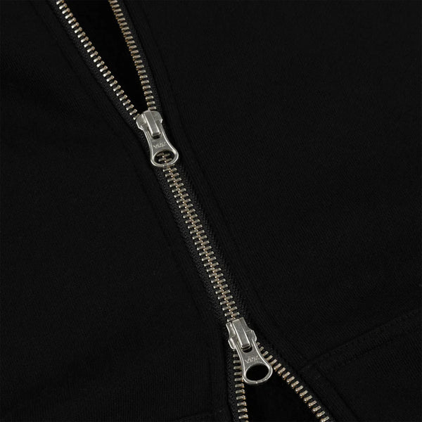 Dime Cursive Zip Hoodie - Black - Front Close Up