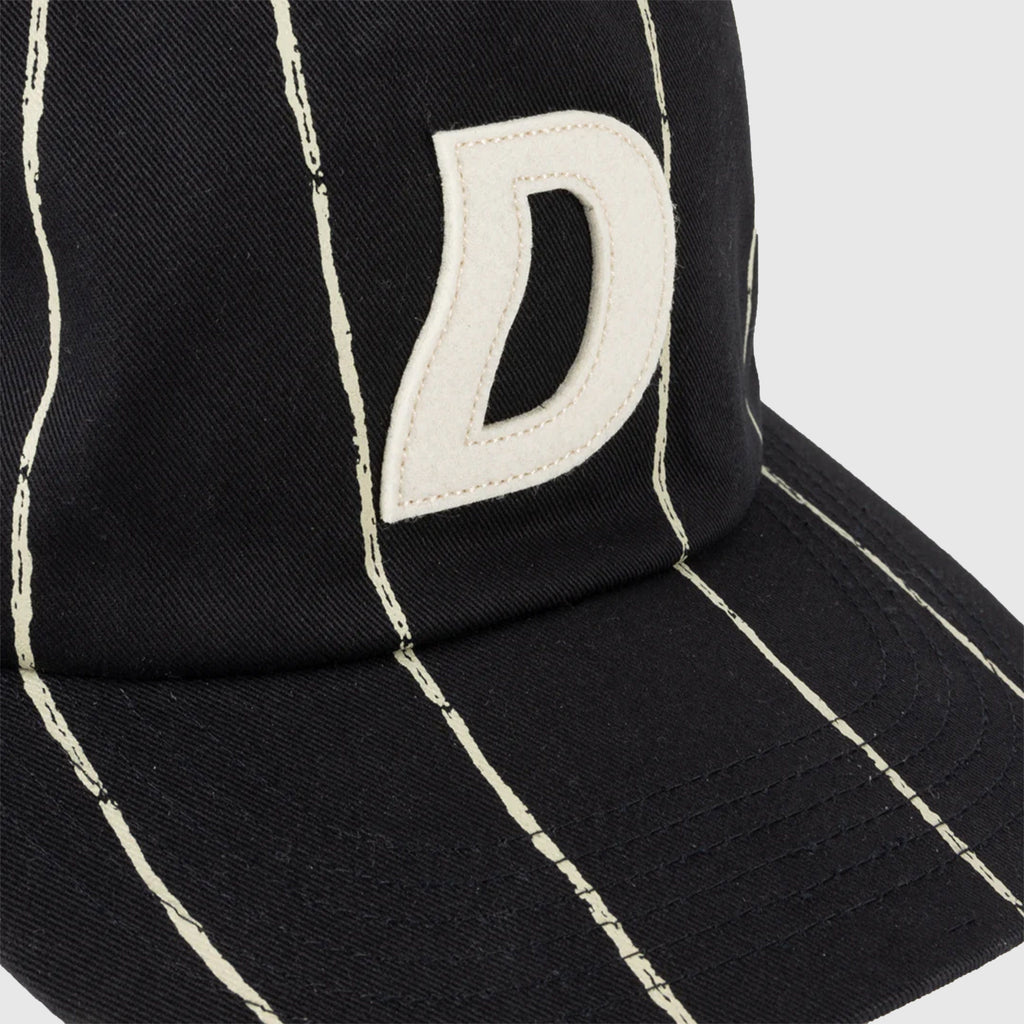 Dime Pinstriped Worker Cap - Black - Front Close Up