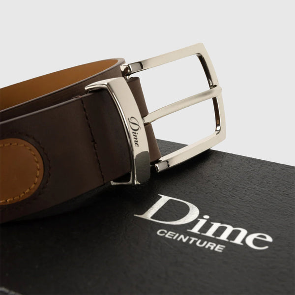 Dime Premium Leather Belt - Brown - Close Up