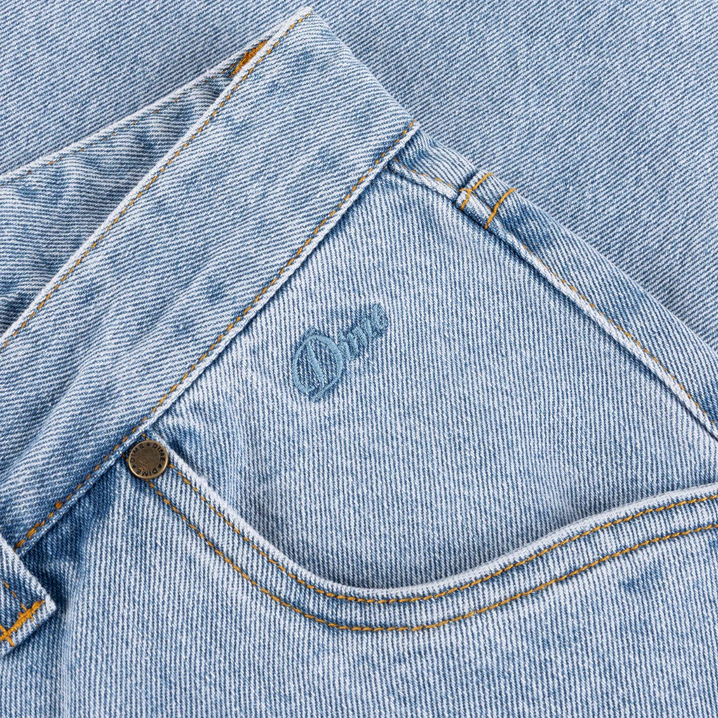 Dime Straight Denim Pants - Blue Washed - Front Close Up