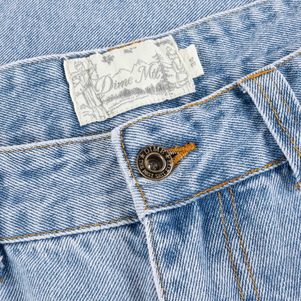Dime Straight Denim Pants - Blue Washed - Front Close Up