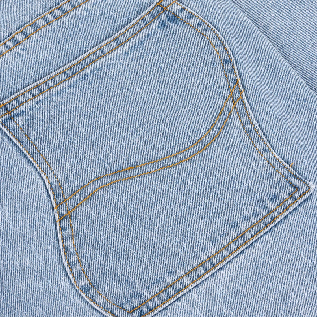 Dime Straight Denim Pants - Blue Washed - Back Close Up