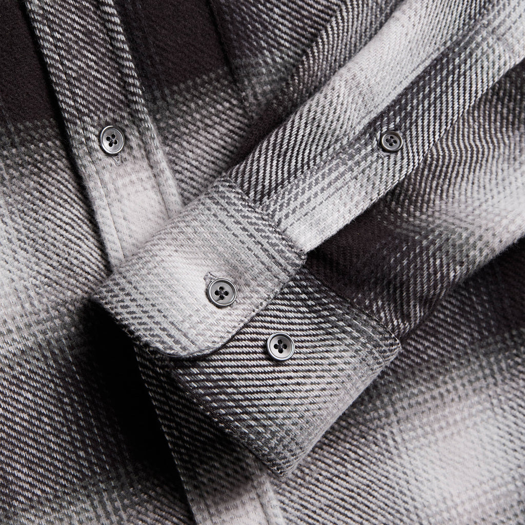 Portuguese Flannel Dune Shirt - Black / White - Front Close Up