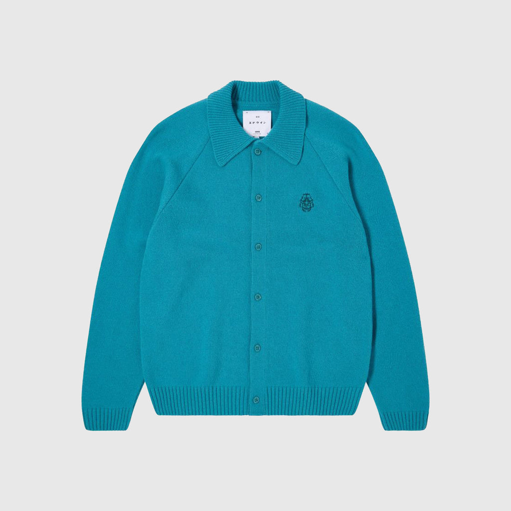 Edwin Mars Polo Cardigan - Baltic Garment Washed - Front
