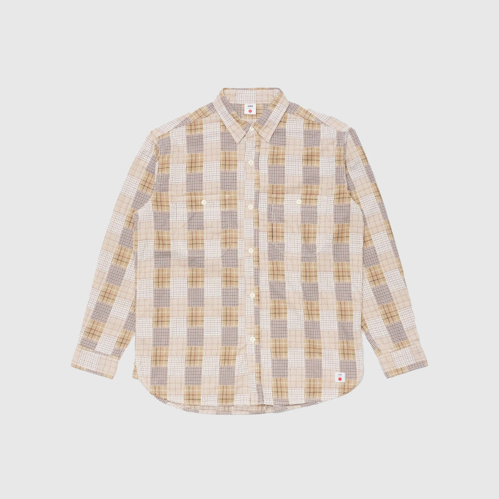 Edwin Work Shirt - Beige / Brown Garment Washed - Front