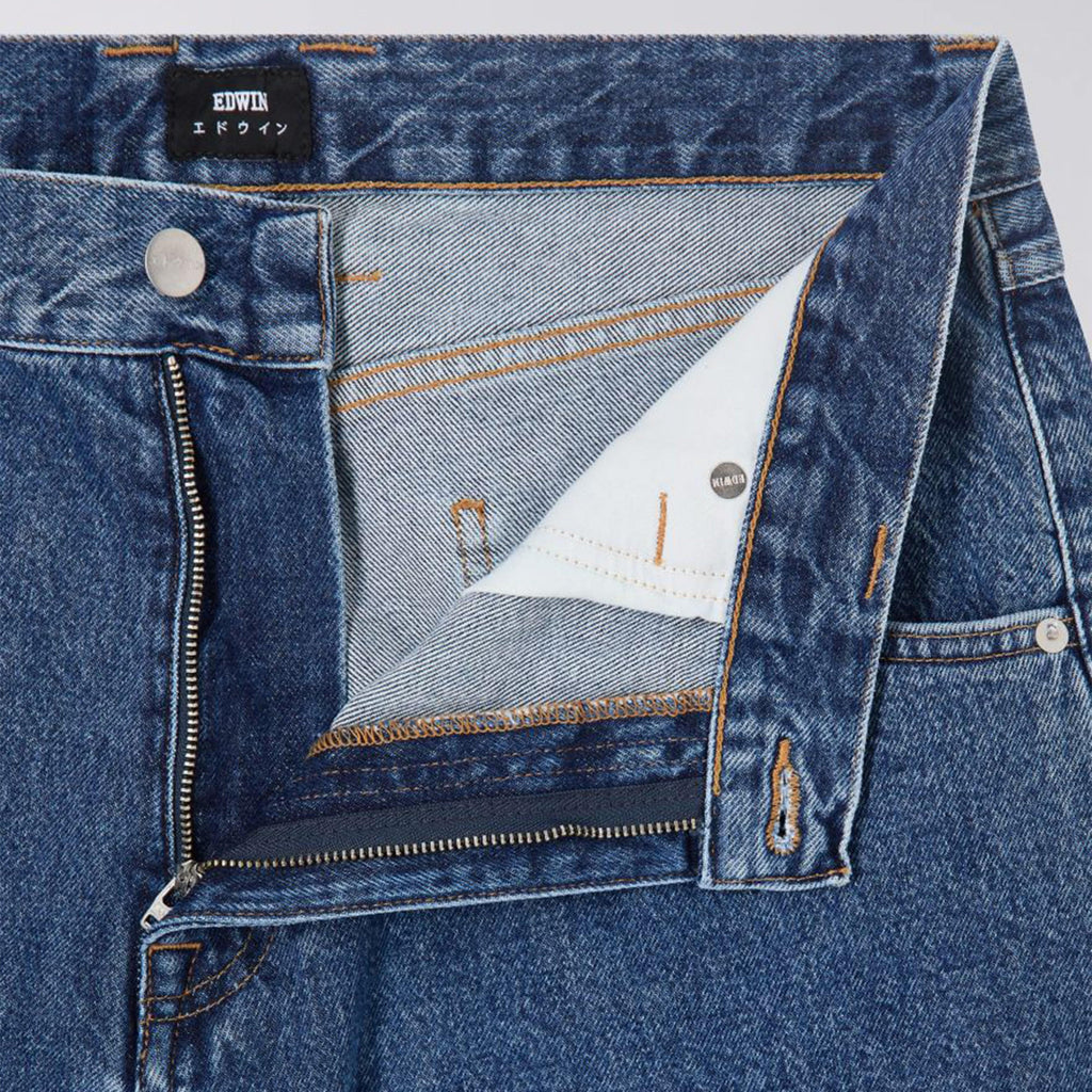 Edwin Tyrell Short - Blue Mid Marble Wash - Front Close Up