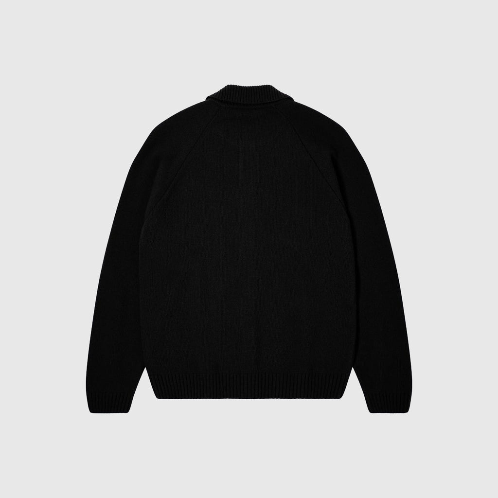 Edwin Mars Polo Cardigan - Black Garment Washed - Back