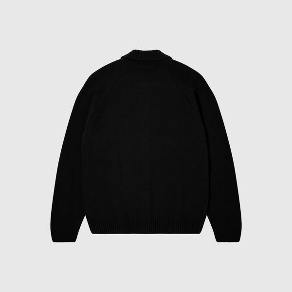 Edwin Mars Polo Cardigan - Black Garment Washed - Back