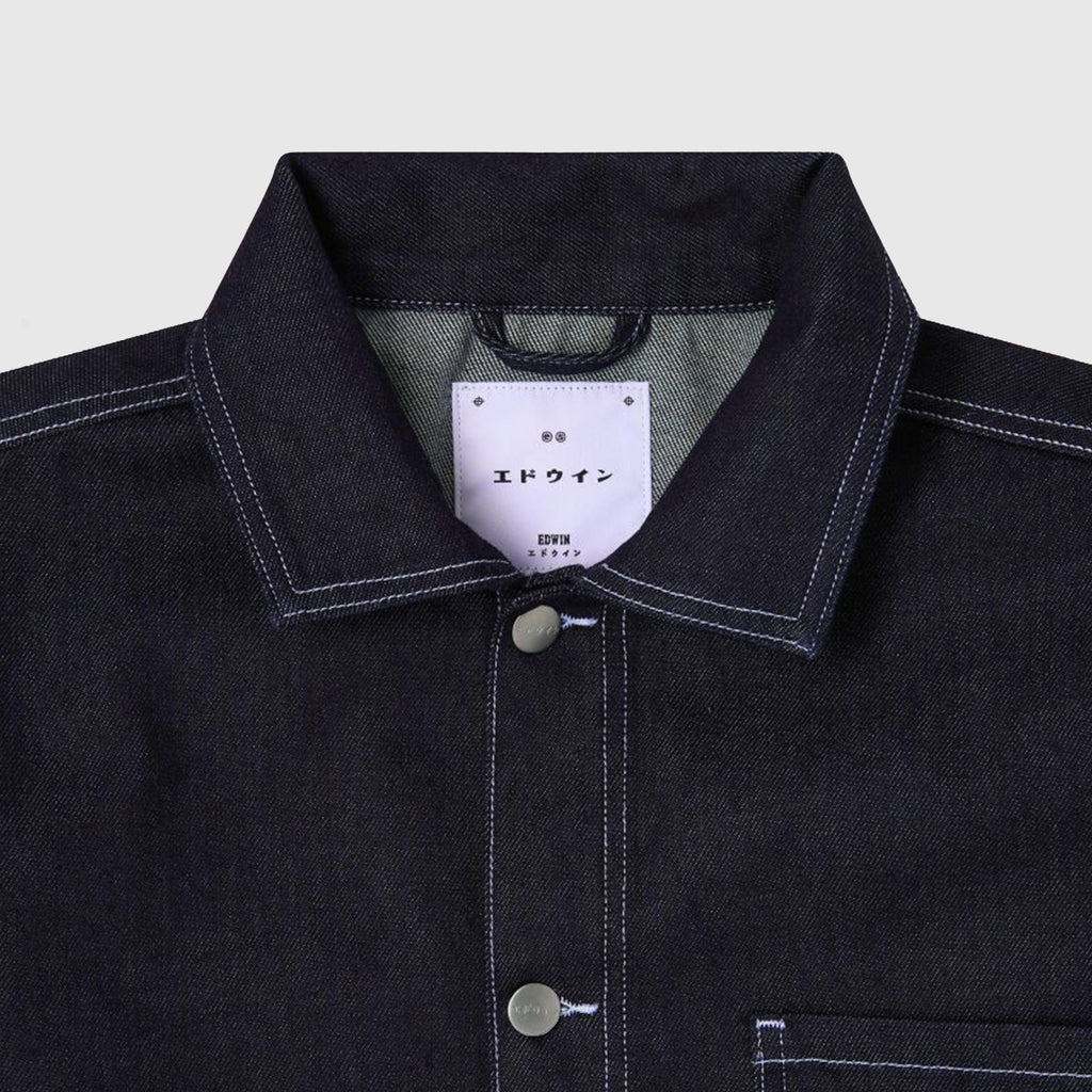 Edwin Trembley Denim Jacket - Blue Unwashed - Front Close Up