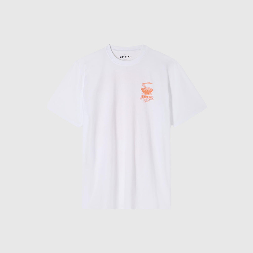 Edwin Ramen Palace Tee - White Garment Washed - Front