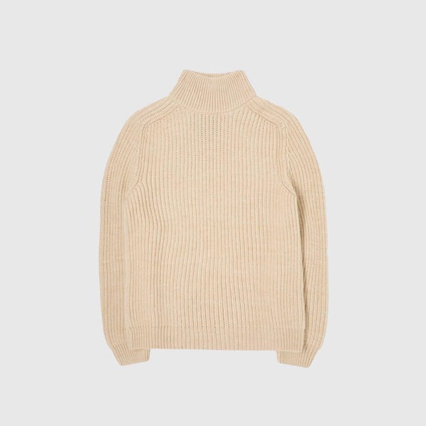 Edwin Roni High Collar Sweater Knit - Beige Garment Washed - Front