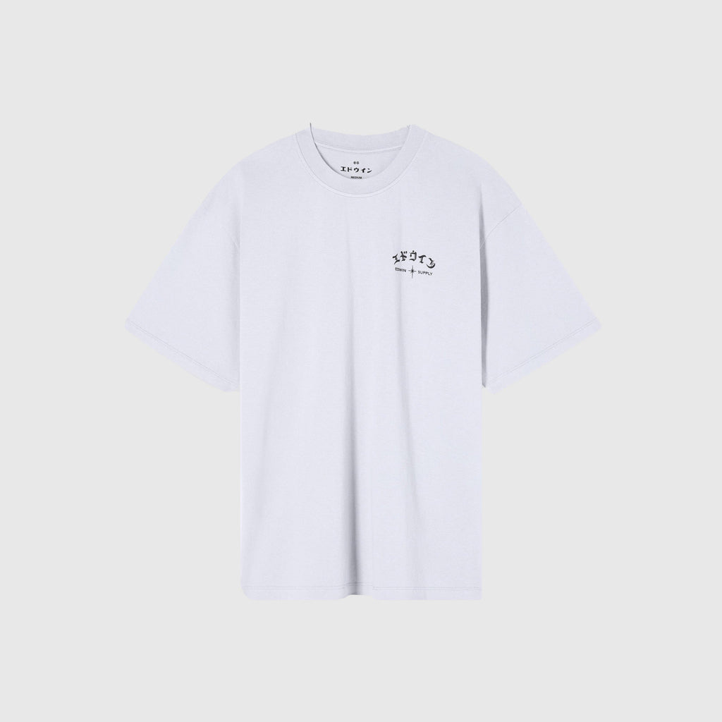 Edwin High Life Low Levels Chest Tee - White Garment Washed - Front