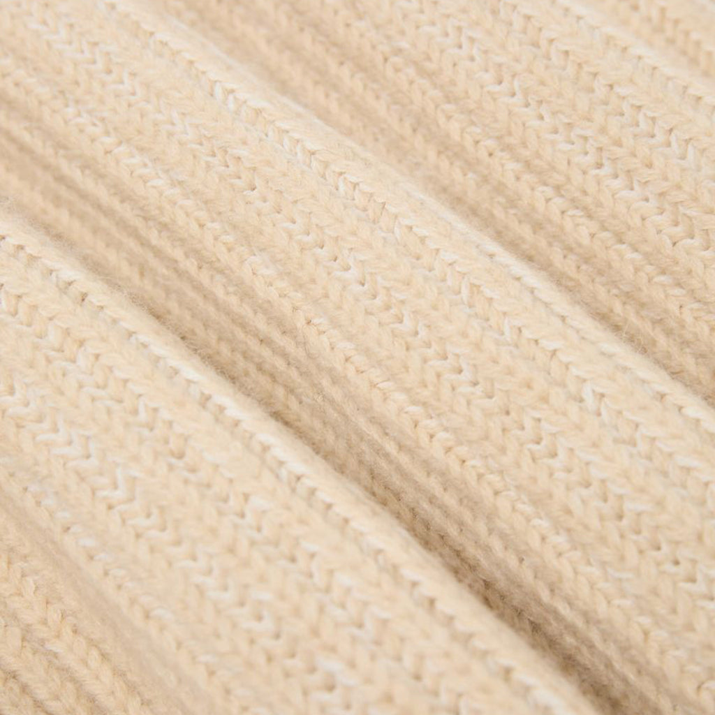 Edwin Roni High Collar Sweater Knit - Beige Garment Washed - Front Close Up